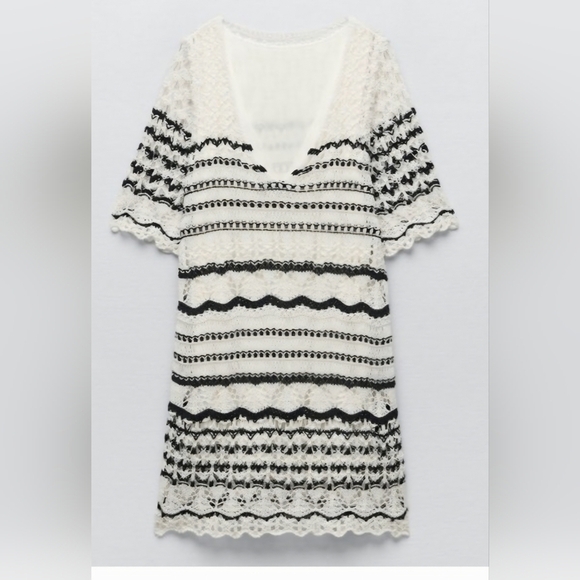 Zara Dresses & Skirts - Zara Crochet Knit Mini Dress